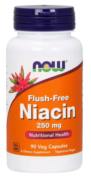 NOW Niacin Flush Free (Ниацин не вызывающий покраснений) 250 мг 90 вег капсул