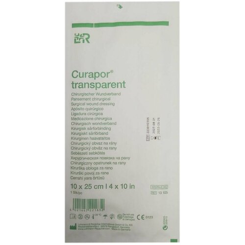Повязка послеоперационная прозрачная влагозащитная для ран Curapor Transparent (Курапор Транспарент) 10х25см 13105 (1шт.)