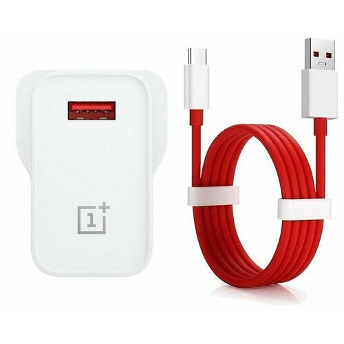 Сетевое зарядное устройство WC0506A31JH для OnePlus USB входом 30W Warp Charge (цвет: Белый) в комплекте с кабелем D301 Type-C