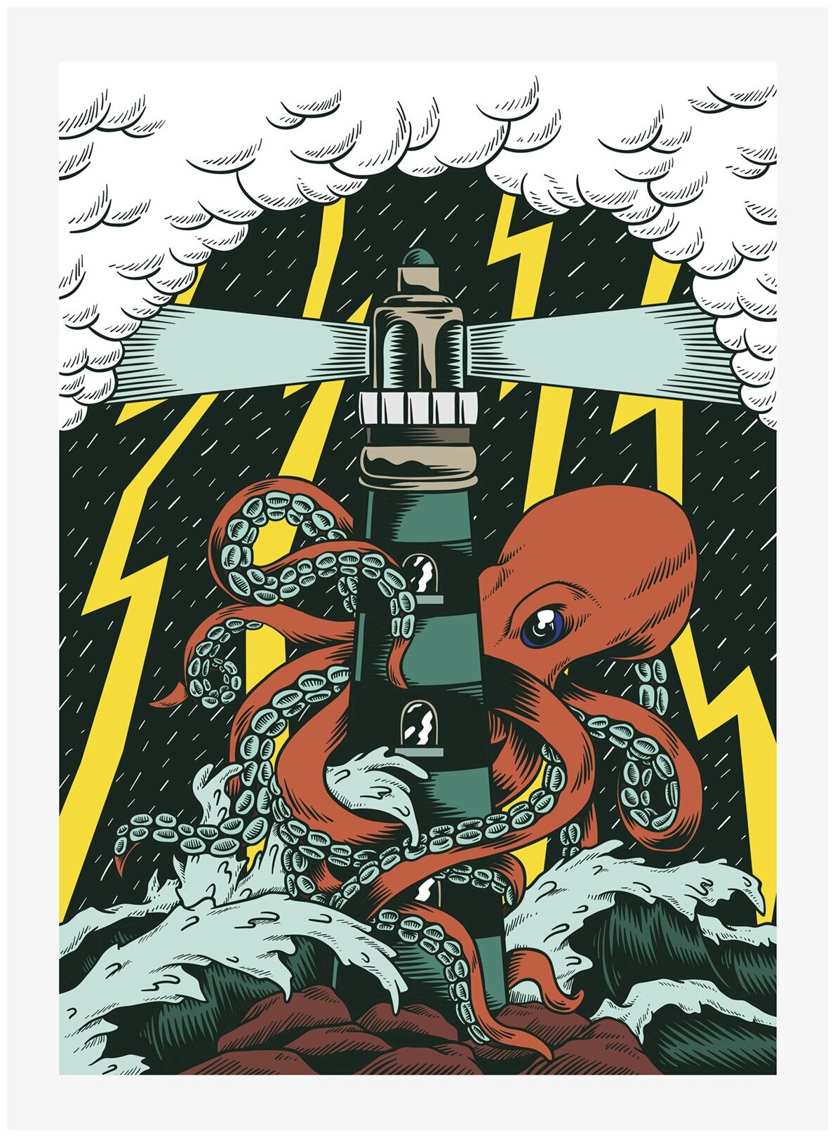 Постер / Плакат / Картина на холсте Огромный осьминог