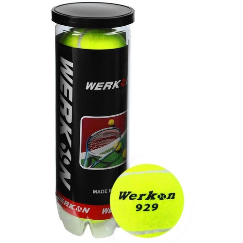 Мяч теннисный WERKON 929 в тубе, набор 3 шт мяч теннисный 929 в тубе набор 3 шт
