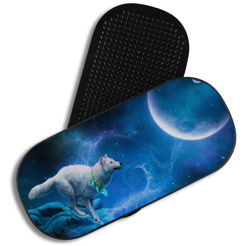 фото Доска садху для йоги с гвоздями, уф печать, овал животные фэнтези пейзаж волк - 3698 woodart