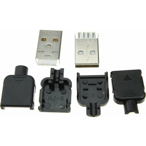 Разъем USB A штекер разборный 2 штуки на кабель в корпусе с 2 замками
