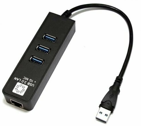 Сетевая карта 5bites UA3-45-04BK USB3.0,3*USB3.0, RJ45 1G, black