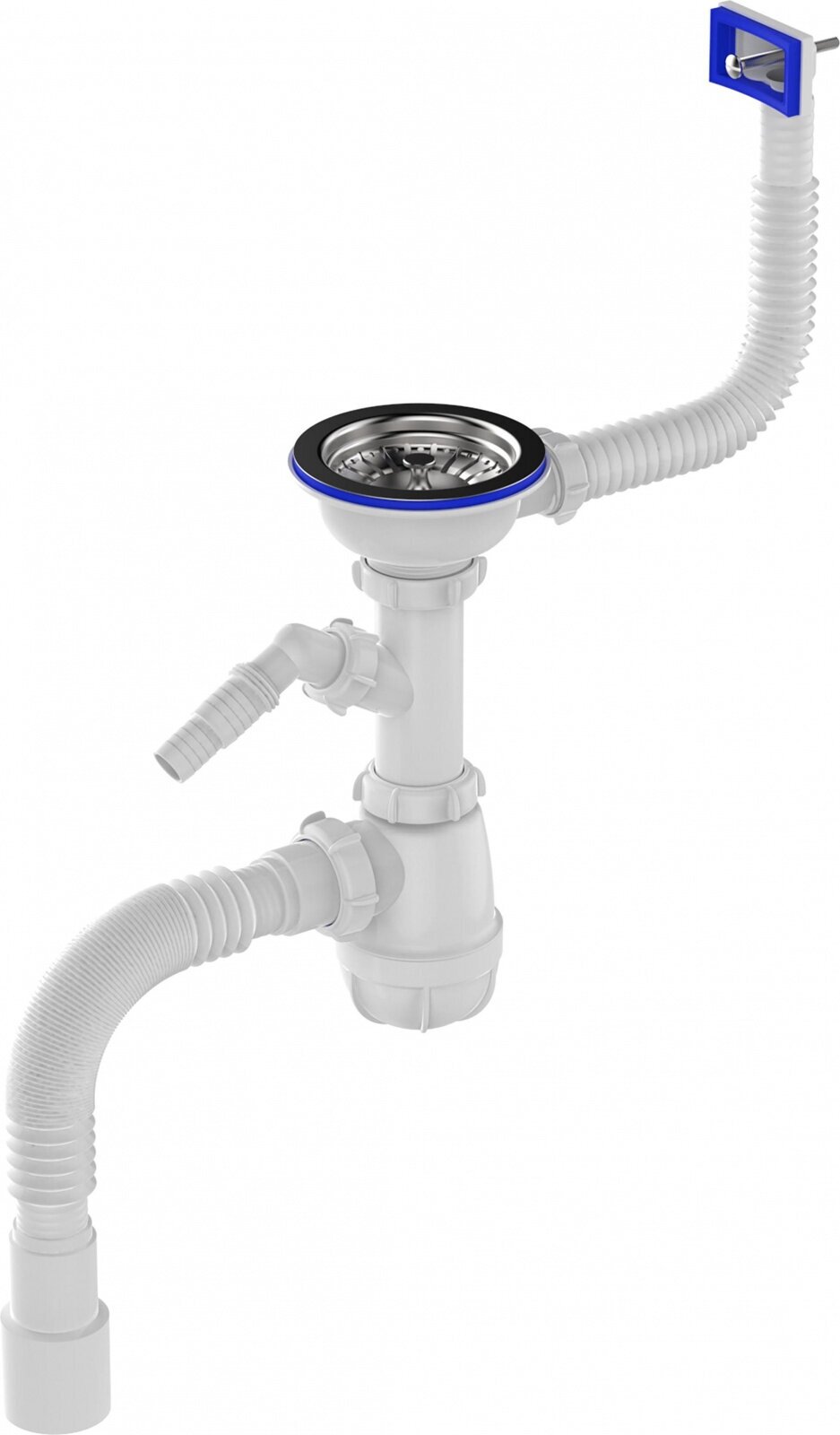 фото Сифон для мойки 3 1/2"х40 с прямоугольным переливом Aquant B0147-20-MR