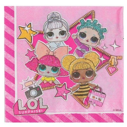 фото Салфетки бумажные "куклы лол", набор 20 шт., 33х33 см yandex market