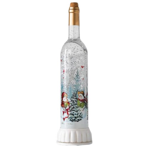 фото Фигурка luazon lighting бутылка снеговики у елки 35 см теплый белый