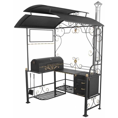 Мангал для дачи Модерн с крышкой барбекю и решеткой гриль