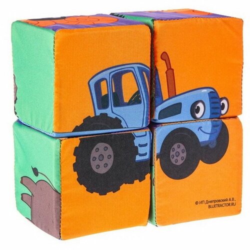 Игрушка мягконабивная Синий трактор: Зверята, кубики, 4 шт, 8 x 8 см