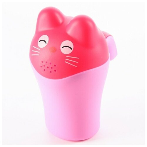 --- Ковш для купания и мытья головы, детский банный ковшик, хозяйственный «Котенок», цвет розовый