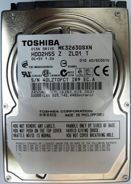 Жесткий диск Toshiba MK3263GSXN 320Gb 5400 SATAII 2,5" HDD