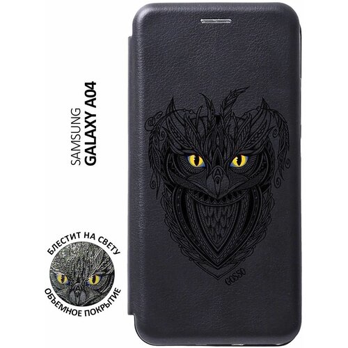 Чехол-книжка на Samsung Galaxy A04, Самсунг А04 с 3D принтом Grand Owl черный чехол книжка на samsung galaxy a04 самсунг а04 с 3d принтом allergy w черный