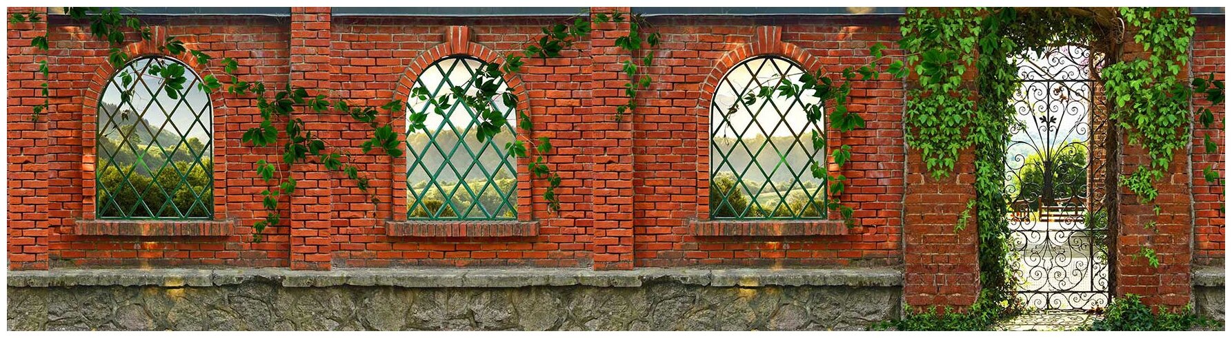 Фотосетка Мечта 600x158 см, "Забор с окнами" - фотография № 2