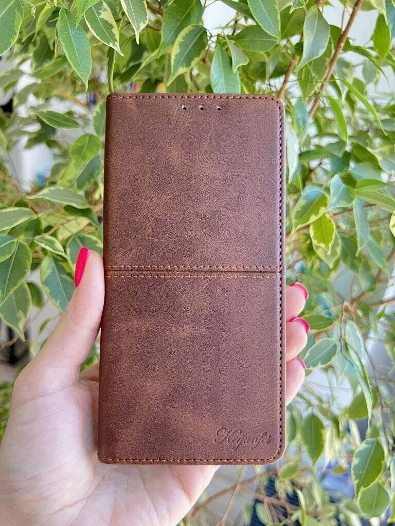 Чехол книжка для Xiaomi Poco X5 и Redmi Note 12 5G / Поко Х5 и Редми Нот 12 5G elitcase (Тёмно-коричневая) — фото 1