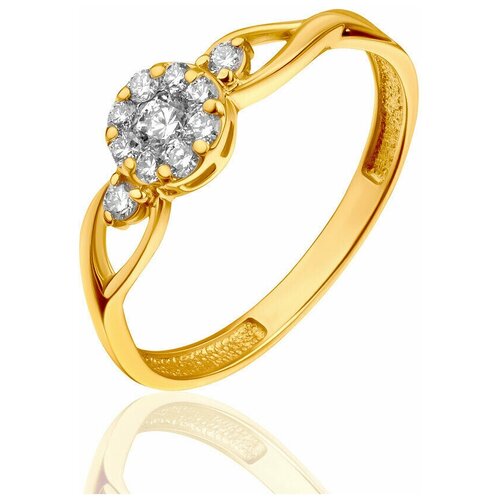 фото Русские самоцветы кольцо с бриллиантами из красного золота 585 пробы "мираж",17 размер, 54007