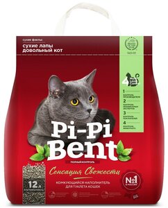 Фото Наполнитель Pi-Pi-Bent Сенсация свежести для кошек, комкующийся, 12 л, 5 кг