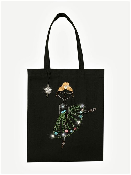 Эко сумка с объемной вышивкой ручной работы, балерина, Swan22.