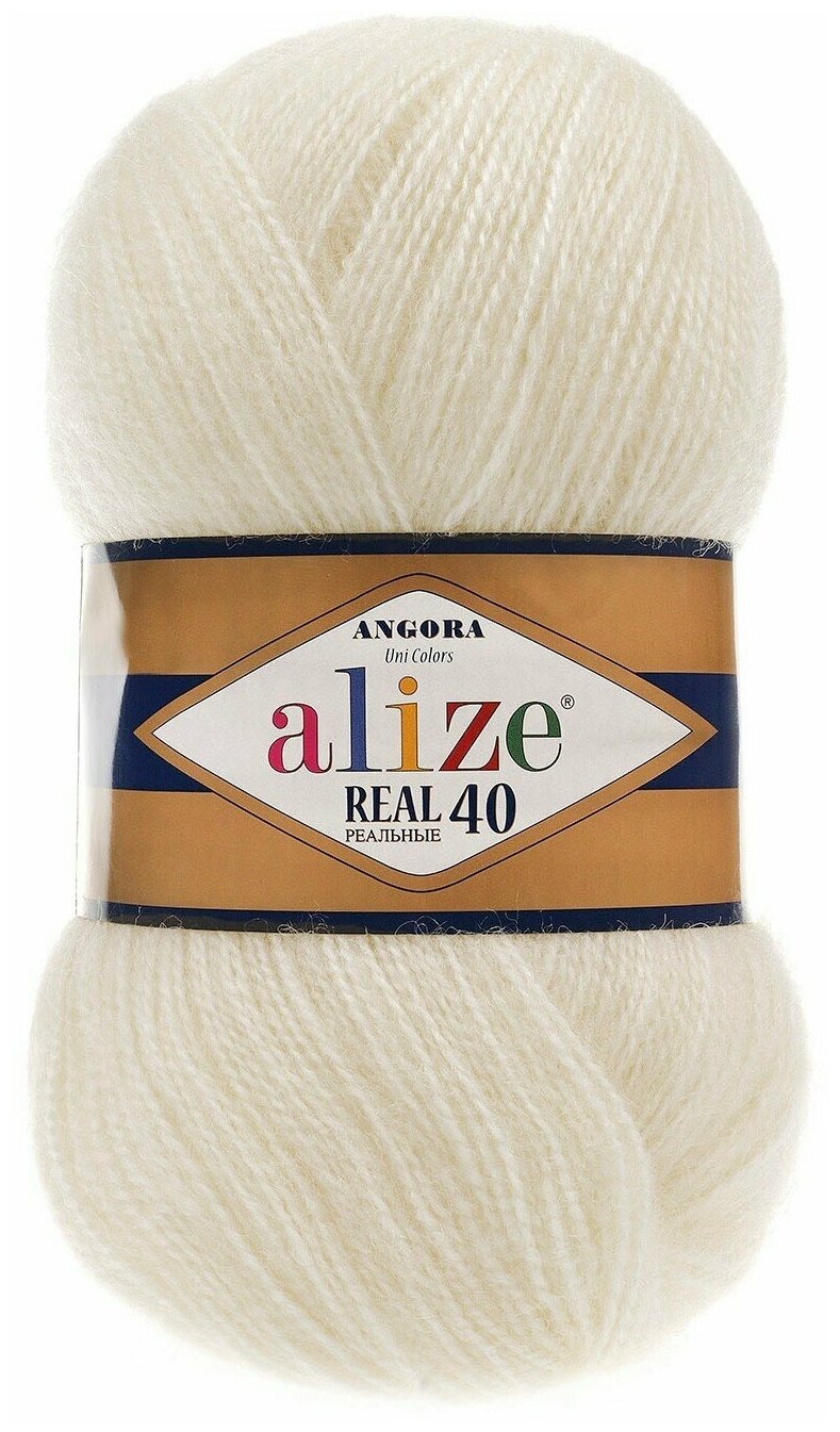 Пряжа для вязания ALIZE 'Angora real 40', 100 г, 480м (40% шерсть, 60% акрил) (450 жемчужный), 5 мотков