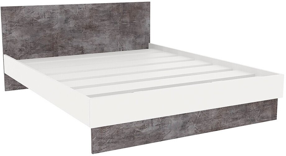 Кровать односпаьная двуспальная MODUL с изголовьем 120х200 см 120х200 см, Камень серый/Белый
