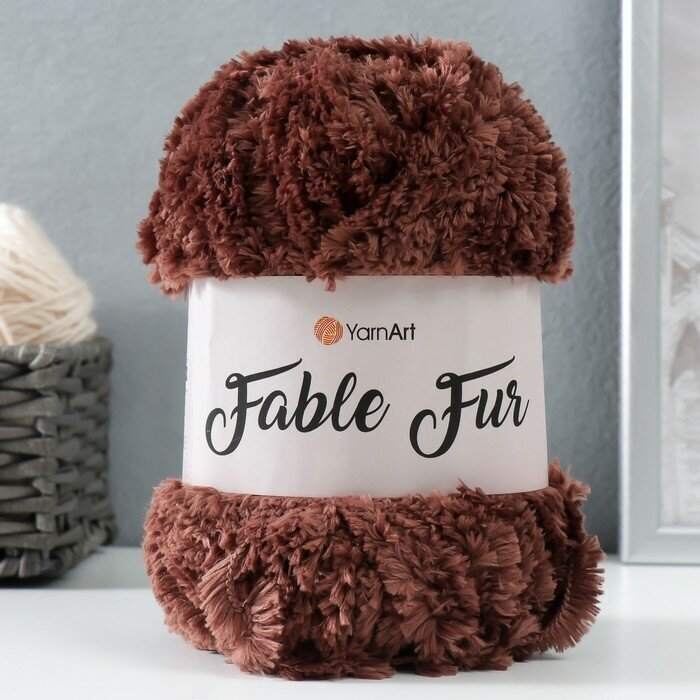 Пряжа "Fable Fur" 100% микрополиэстер 100м/100гр (986 коричневый) 9436800