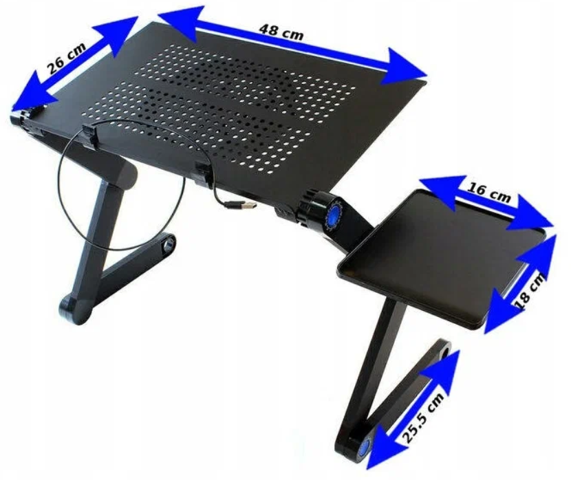 Складная подставка для ноутбука Т9/ складной стол для работы/ подставка под ноутбук/ столик-трансформер/ черный стол для ноутбука