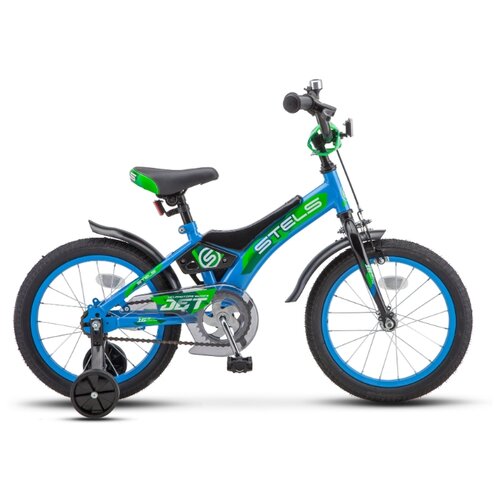 фото Детский велосипед stels jet 16 z010 (2020) голубой/зеленый 9" (требует финальной сборки)