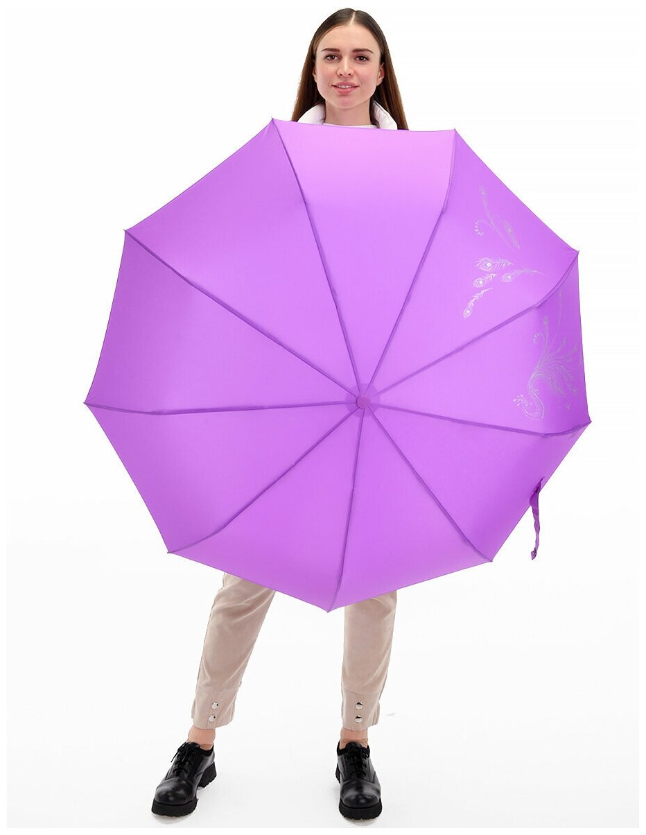 Женский складной зонт Popular umbrella 2602/сиренев.фиолет