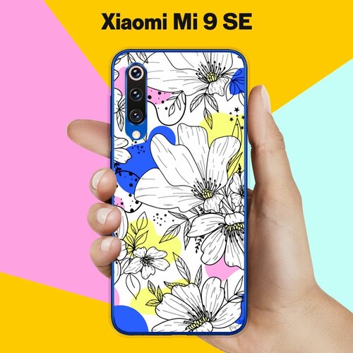 Силиконовый чехол на Xiaomi Mi 9 SE Белые цветы / для Сяоми Ми 9 СЕ