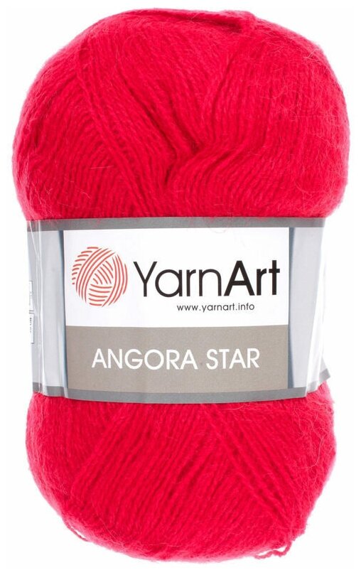 Пряжа YarnArt Angora Star (Ярнарт Ангора Стар) Нитки для вязания, 100г, 500м, 20% шерсть 80% акрил, цвет 156 красный, 1 шт.