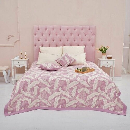 Покрывало хлопковое Перья 180х240 5 см цвет фиолетовый 100 хлопок 300грм2 5040₽