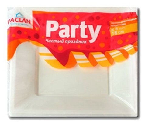 набор тарелок PACLAN Party Classic 6шт. 18см квадратные пластик белые - фото №2
