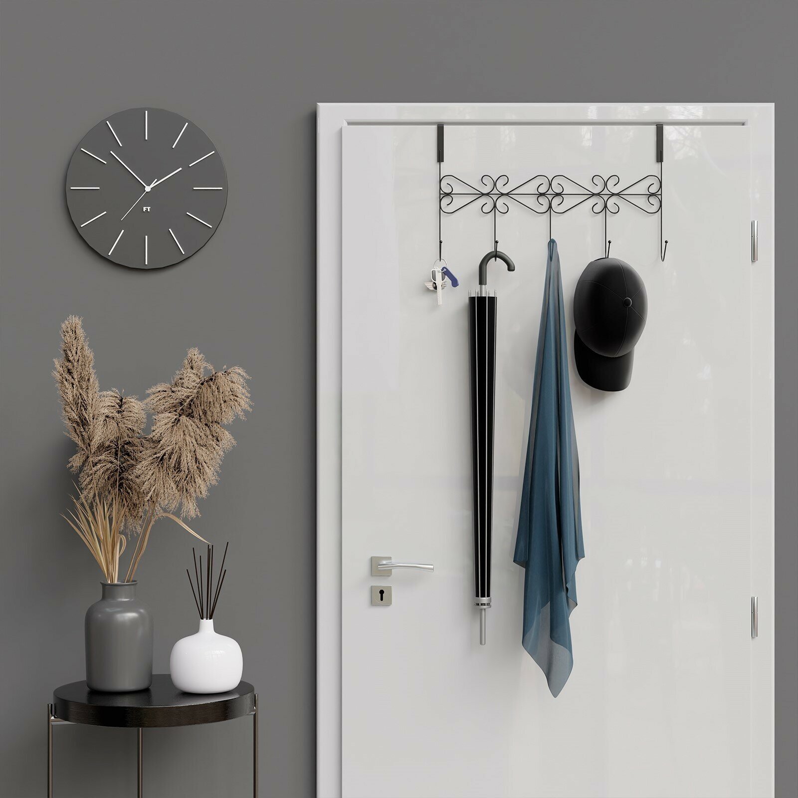 Вешалка на дверь на 5 крючков «Вензель», 38×22,5×10 см, цвет чёрный - фотография № 5