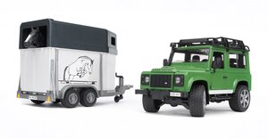 Внедорожник Bruder Land Rover Defender с прицепом-коневозкой и лошадью 02-592