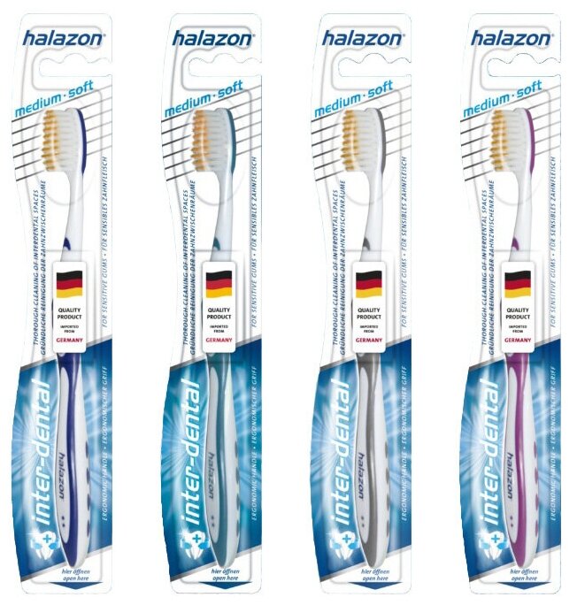 Зубная щетка One Drop Only Halazon Inter-Dent medium-soft. Цвет-синий