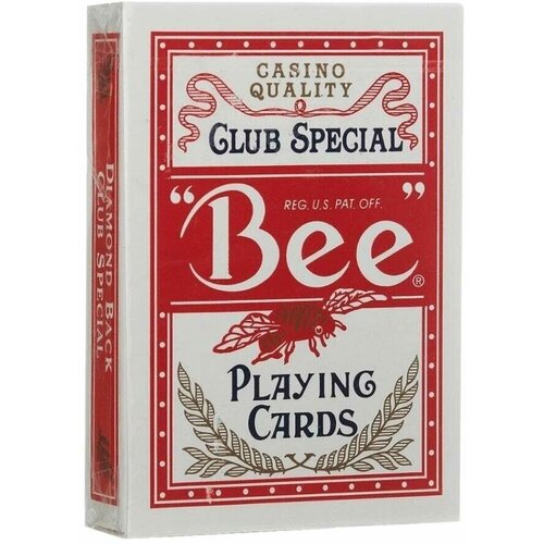 Карты игральные Bee, 54 шт, красная рубашка, пластиковое покрытие карты игральные bee standart blue