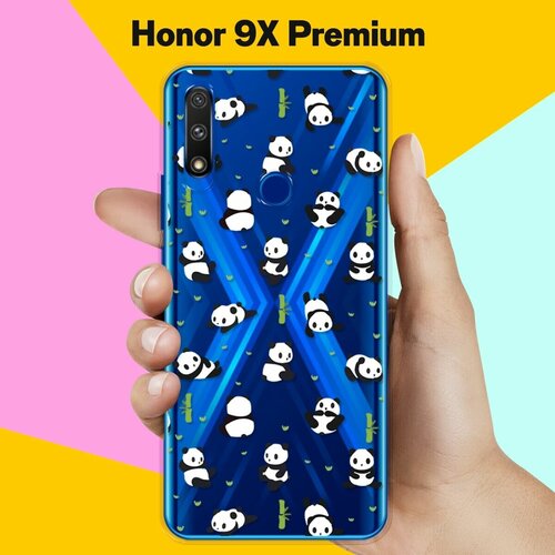 Силиконовый чехол Панды на Honor 9X Premium силиконовый чехол пончики на honor 9x premium