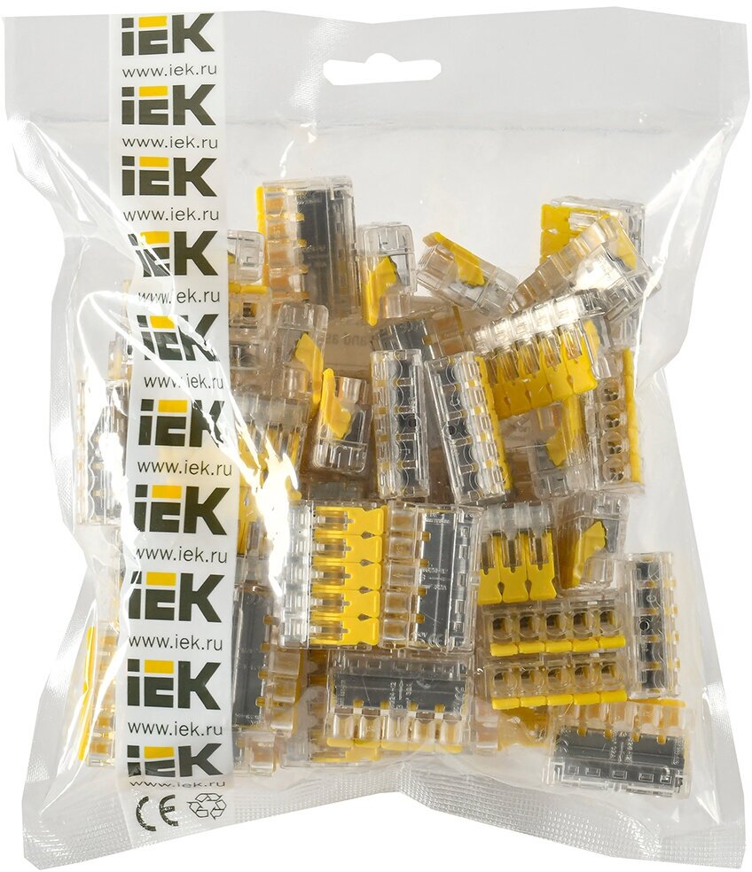 фото Клемма строительно-монтажная IEK СМК 228-415, на 5 проводов, 4 мм², 50 шт