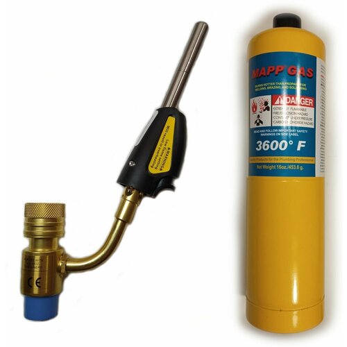 Комплект Горелка T-A / HT-1S пьезо- поджиг + Баллон мапп 453г.