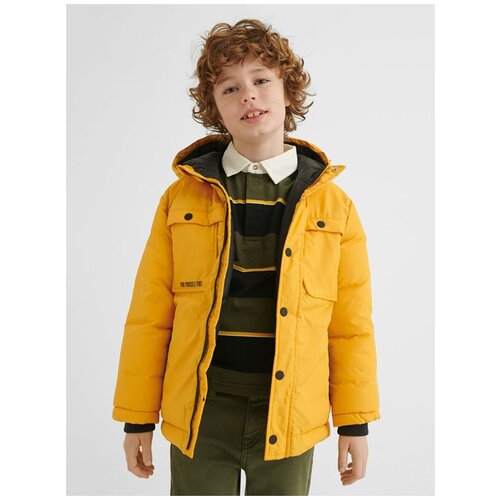 Куртка Mayoral, укороченная, капюшон, манжеты, карманы, ветрозащита, размер 160, желтый