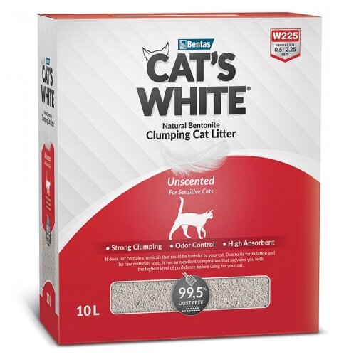 Комкующийся наполнитель Cat's White BOX Premium Natural натуральный без ароматизатора для кошачьего туалета (10л) - фотография № 6