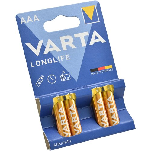 Батарейки VARTA LONGLIFE LR03 AAA BL4 - (блистер 4шт) элемент питания era lr03 aaa bl4 4шт