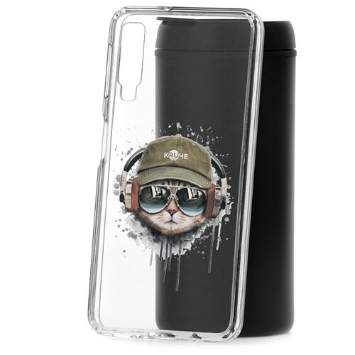 фото Чехол на samsung galaxy a7 (2018) a750 kruche print кот в наушниках