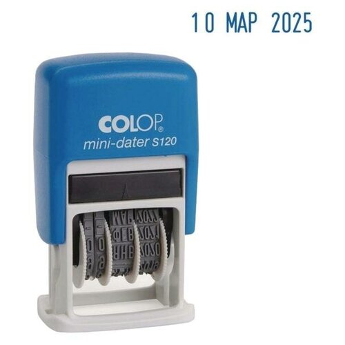 COLOP Датер-мини автоматический COLOP S 120, месяц буквами, высота шрифта 3.8 мм датер мини автоматический colop высота шрифта 3 8 мм пластиковый месяц буквами блистер синий