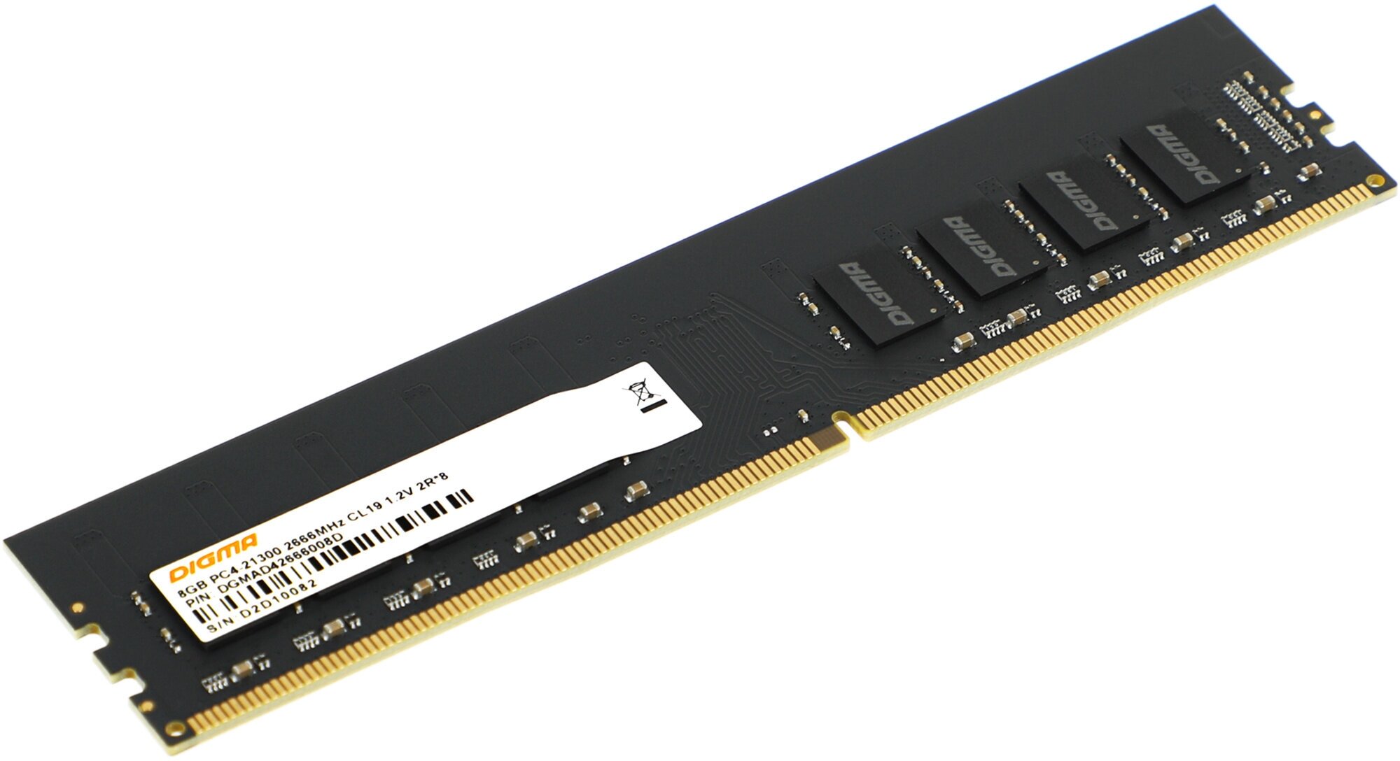 DDR4 8Gb 2666MHz Digma DGMAD42666008D RTL PC4-21300 CL19 DIMM 288-pin 12В dual rank RTL