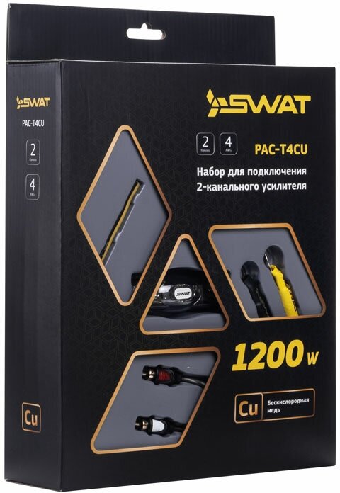 SWAT PAC-T4CU набор проводов для подключения 2х канального усилителя, 4Ga, медь