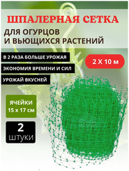 Сетка шпалерная для вьющихся растений 2х10 м ячейки 15х17 см, 2 шт