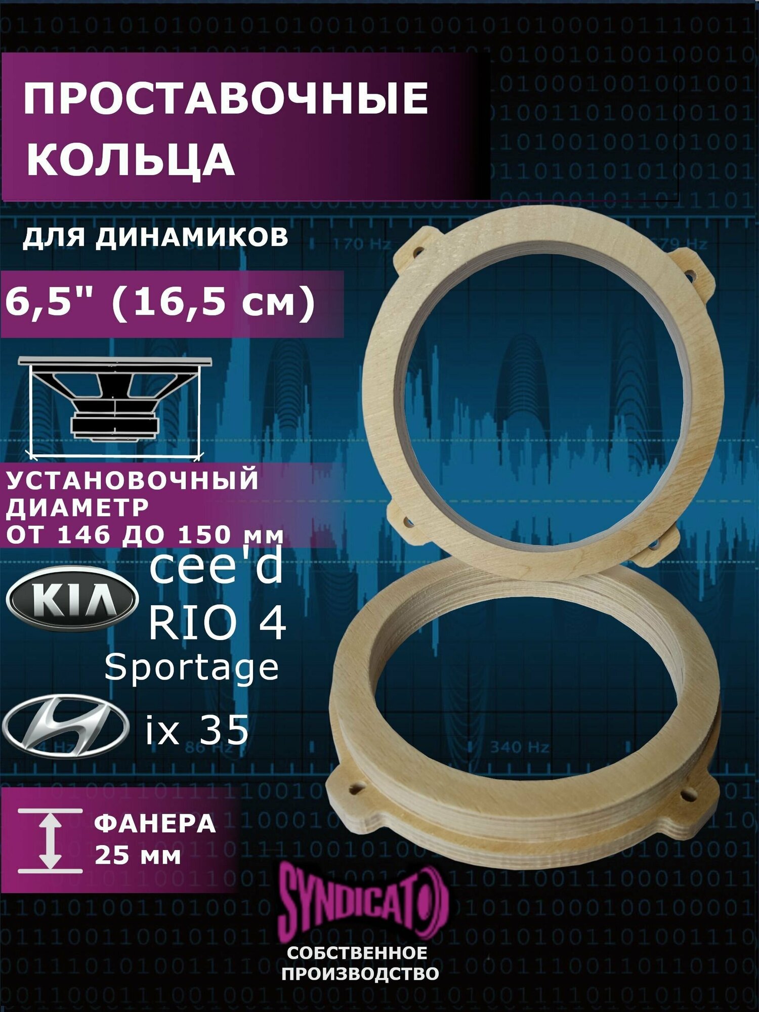 Проставочные кольца под динамики 16,5 см универсальные