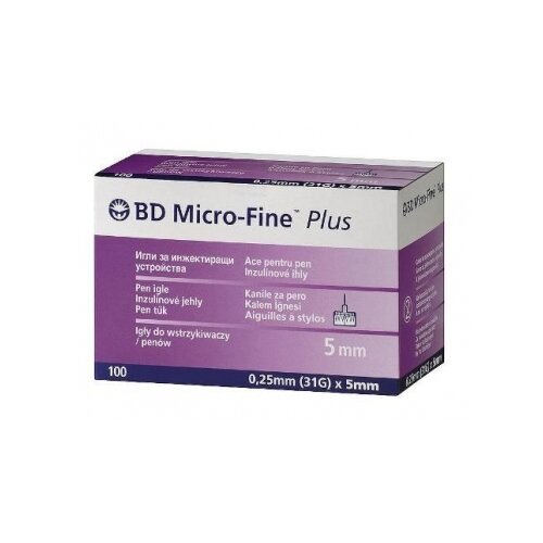 Игла для шприц-ручек BD Micro-Fine Plus, 5 мм x 0.25 мм, размер: 31G, 100 шт.