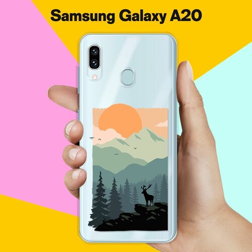 Силиконовый чехол Горы и лес на Samsung Galaxy A20 пластиковый чехол туманный лес с мостом на samsung galaxy s7 самсунг галакси с 7