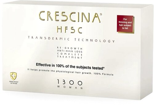 Crescina Комплекс против выпадения и для роста волос у женщин Transdermic HFSC 100% Complete Treatment (Re-Growth + Anti-Hair Loss) 1300/ 20 х 3,5 мл